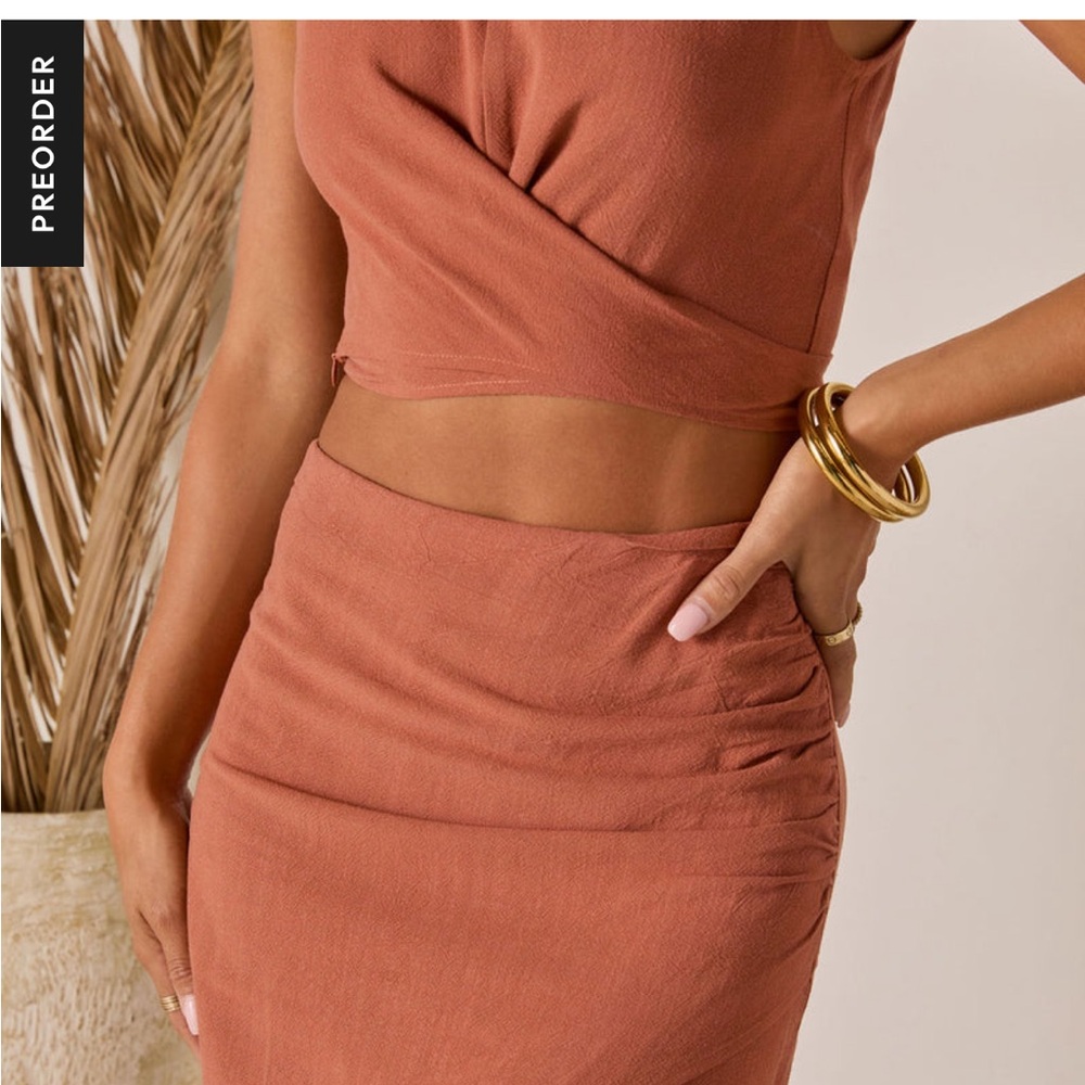 Vici Rust High-Slit Maxi Skirt Set - Picture 2 of 5
